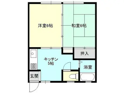 コーポフジ(2K/2階)の間取り写真