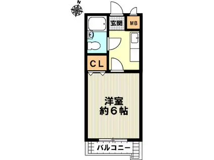 神戸六甲ヒルズ(1K/1階)の間取り写真