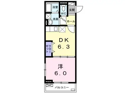 西武池袋線 ひばりケ丘駅(東京) 徒歩12分 3階建 築4年(1DK/3階)の間取り写真