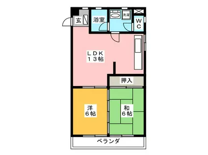 美島コーポラス(2LDK/3階)の間取り写真