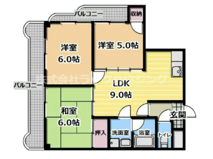 ロータリーマンション八雲西町(3LDK/6階)の間取り写真
