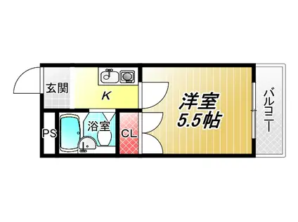 ラフィーネ小若江(1K/2階)の間取り写真