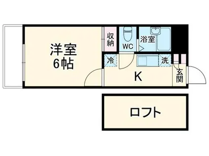 フラット浦和(1K/6階)の間取り写真