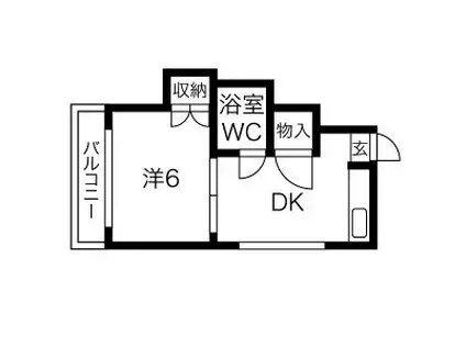 アサヒハイツ那の川(1DK/4階)の間取り写真