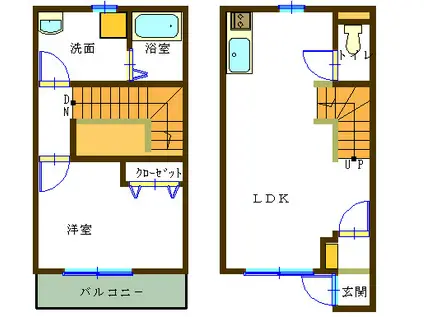 メゾネットひらり(1LDK/1階)の間取り写真