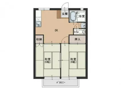 パナハイツ湯浅(2DK/2階)の間取り写真