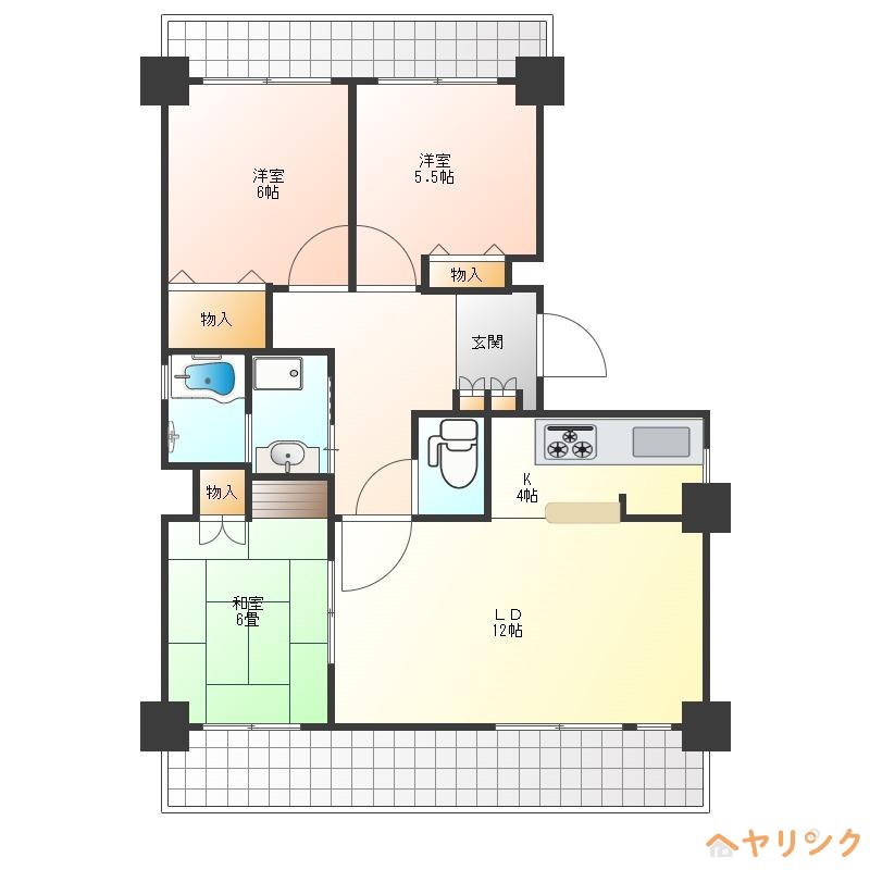 ハウゼル一社(3LDK/2階)の間取り写真