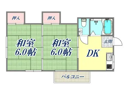 ハイツ清水(2DK/2階)の間取り写真