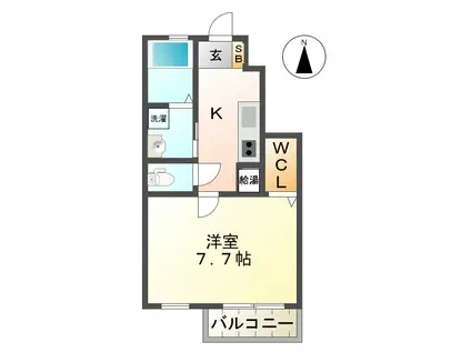 ベルフォーレ新町(1K/1階)の間取り写真