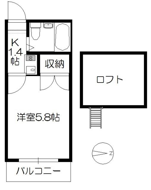 アヴェニュー佐方(1SK/1階)の間取り写真