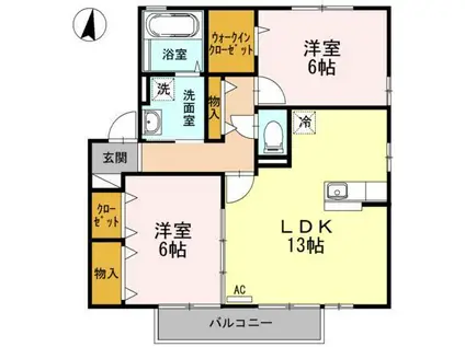 メルベーユ C(2LDK/2階)の間取り写真