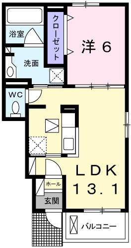 インプレス・ヴィラ(1LDK/1階)の間取り写真