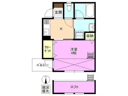 ユーイン上土(1K/2階)の間取り写真