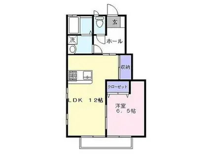 ハピネスさくら(1LDK/1階)の間取り写真
