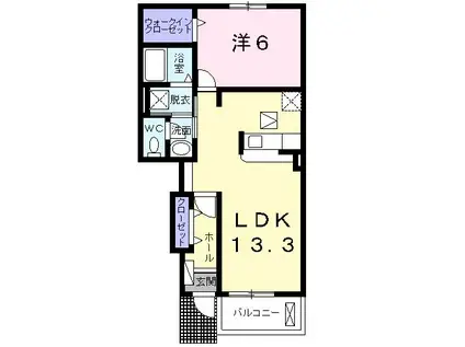 スターSKII(1LDK/1階)の間取り写真