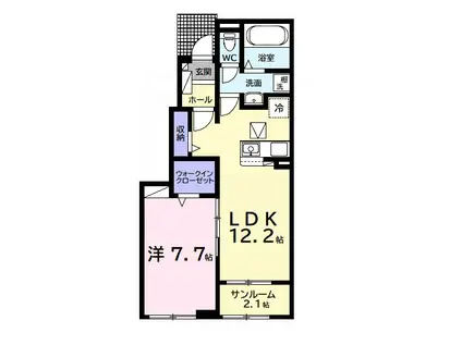 ベルメランジェA(1LDK/1階)の間取り写真