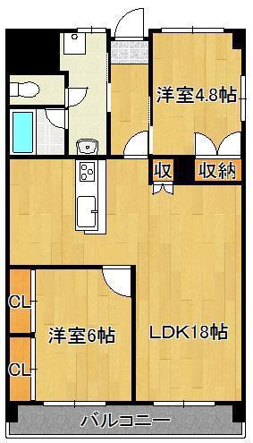第17共立ビル(2LDK/6階)の間取り写真