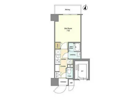 LIME RESIDENCE HIRATSUKA ウエスト(1K/7階)の間取り写真