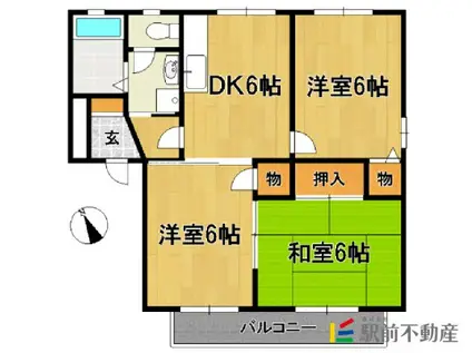 コマンセ21 A棟(3DK/2階)の間取り写真