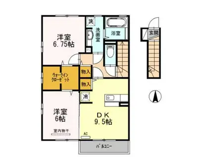 アズール C(2DK/2階)の間取り写真