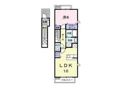 リベラシオンII(1LDK/2階)の間取り写真