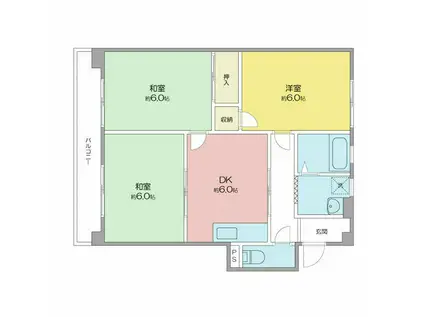 コーポエデン(3DK/3階)の間取り写真