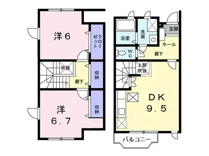 オルタンシア(2DK/1階)の間取り写真