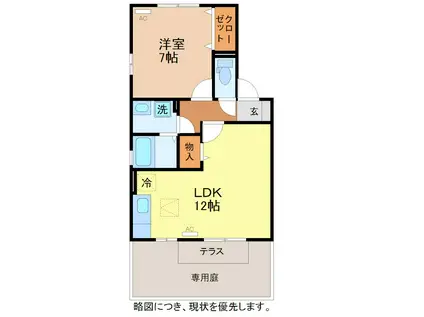 エンゼルロード C(1LDK/1階)の間取り写真