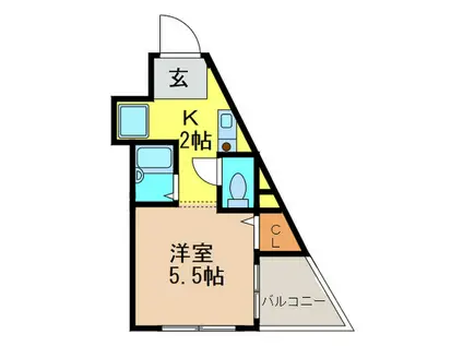 リヴェ花屋敷(1K/3階)の間取り写真
