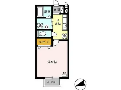 レーベン御殿場ヒルズ参番館(1K/2階)の間取り写真