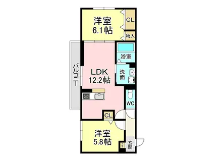 VIVABLE PALAIS(2LDK/1階)の間取り写真