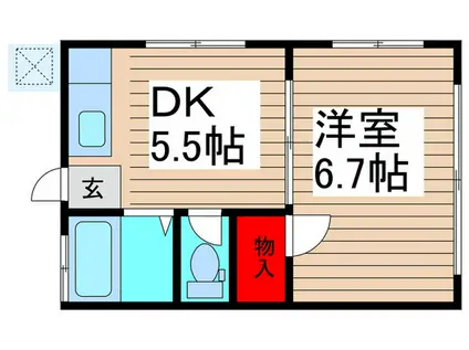 ポートハイツ(1DK/2階)の間取り写真