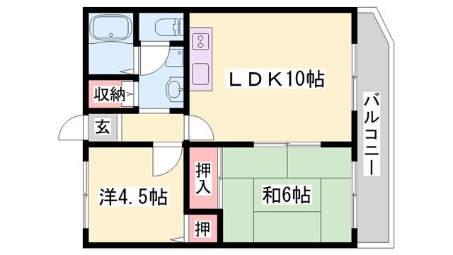 サンエクレールB(2LDK/2階)の間取り写真