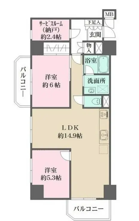 シャンボール三田 9階階 間取り