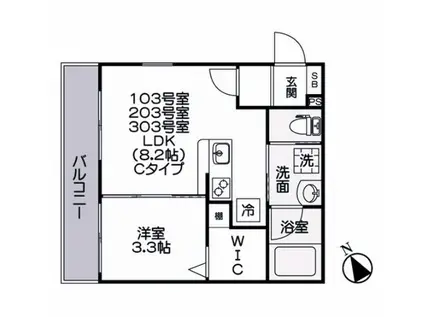 ジュネス桜駅前(1LDK/1階)の間取り写真