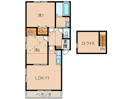 ハイツアマリージョIII(2LDK/2階)の間取り写真