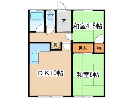 フランセ2(2DK/2階)の間取り写真