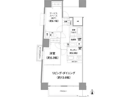 イストワール(2LDK/6階)の間取り写真