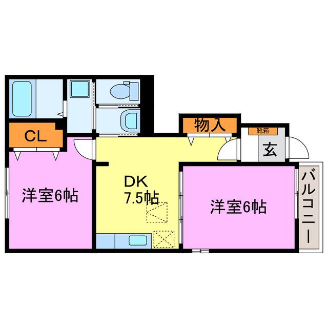 ラッフィナートA・B(2DK/1階)の間取り写真