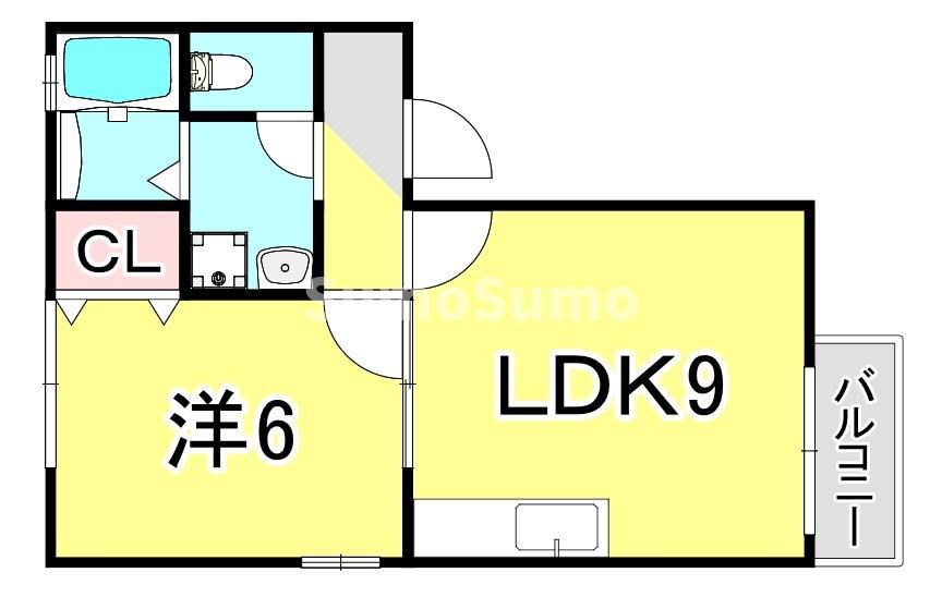 ハートヒルズ荒田(1LDK/1階)の間取り写真