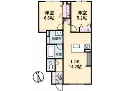 アトレガーデン A(2LDK/1階)の間取り写真