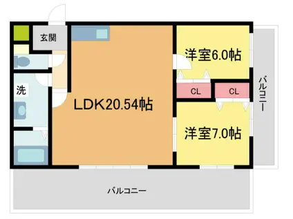 MESSAGE苦楽園三番町(2LDK/3階)の間取り写真