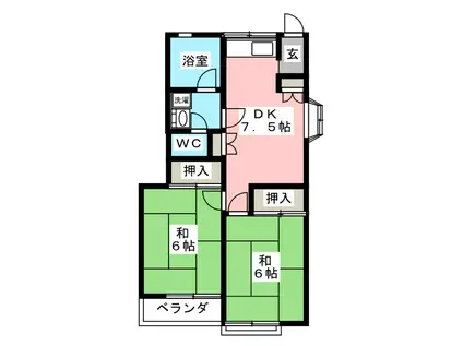 エクレール ムラ(2DK/2階)の間取り写真