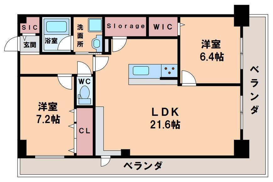 グランセジュール大国町(2LDK/4階)の間取り写真