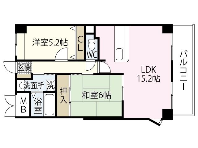 グリーンヒルみくまり(2LDK/2階)の間取り写真