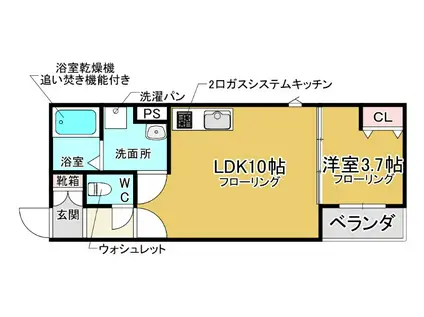 AGRE石橋(1LDK/3階)の間取り写真