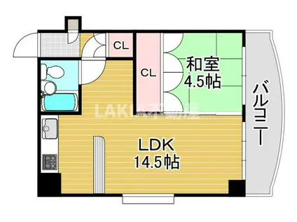 グランドールハタダ(1LDK/8階)の間取り写真