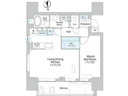 パークホームズ本郷三丁目(1LDK/5階)の間取り写真