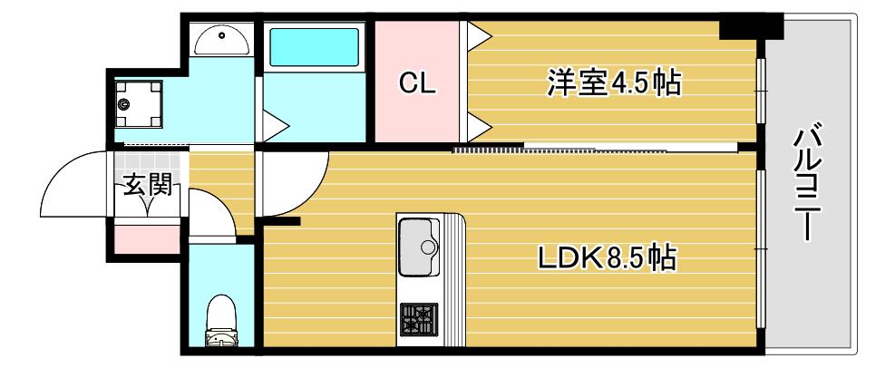 プレサンスOSAKA DOMECITYワンダー(1LDK/14階)の間取り写真