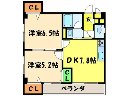 ガーデンヒルOGI(2DK/3階)の間取り写真